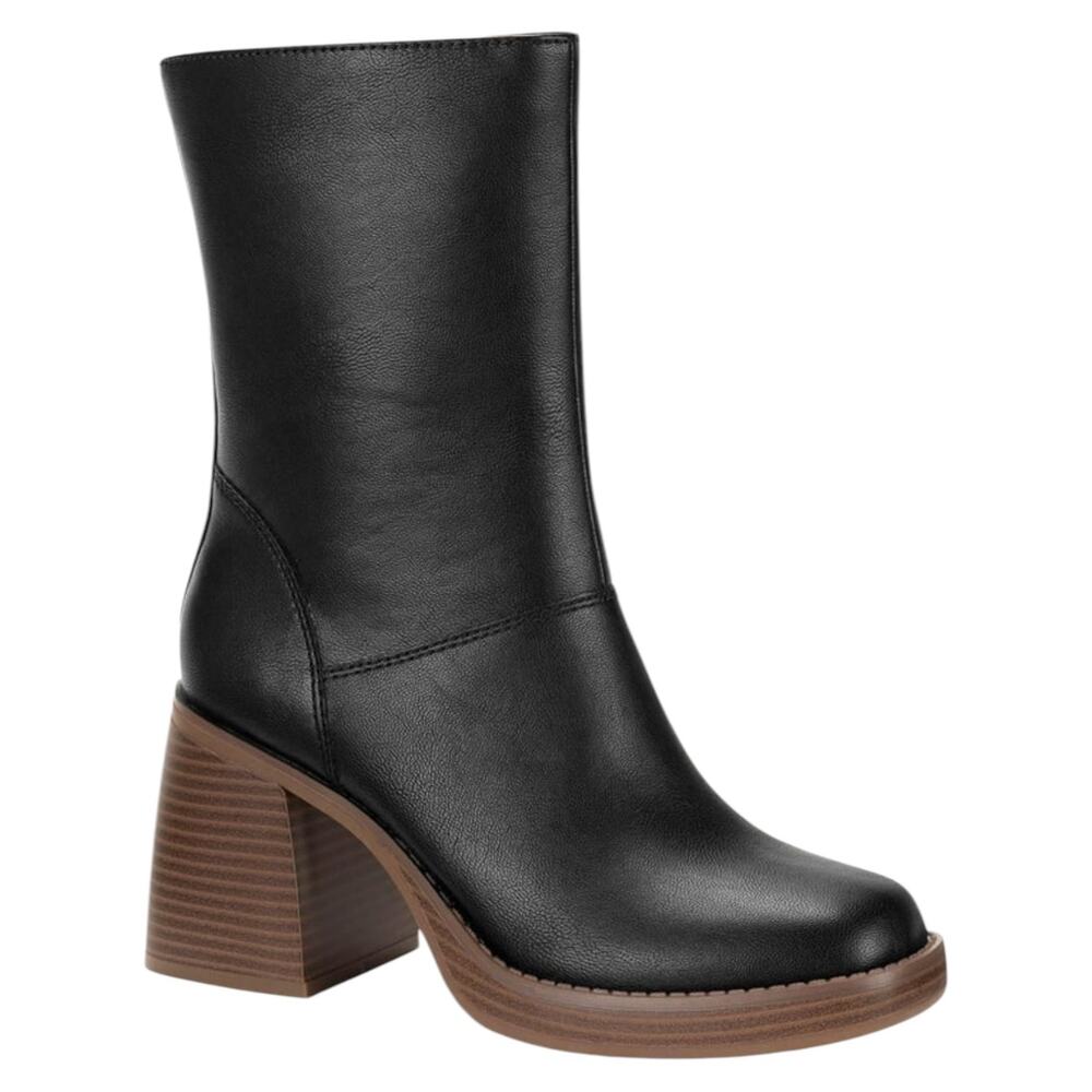 Sun + Stone Women's Aleenn Platform High Heel Mid Calf Boots Black Size 8 1/2